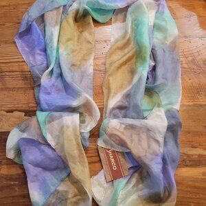 Sharco 100% Silk Scarf Wrap Vibrant Multicolor Muted Soft Luxury Lightweight New